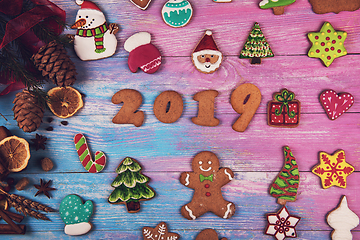 Image showing Gingerbreads for new 2019 years