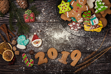 Image showing Different ginger cookies 2019 year