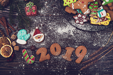 Image showing Different ginger cookies 2019 year