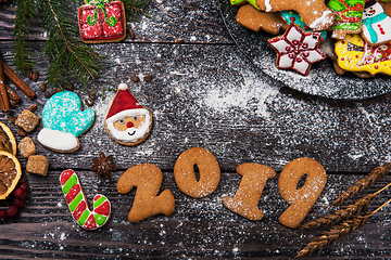 Image showing Different ginger cookies 2019 year