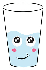 Image showing Glass of milk with cute eyes vector illustration on white backgr