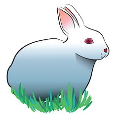 Image showing White rabbit with bunny ears vector or color illustration