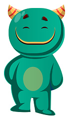 Image showing Vector illustration of a green monster that is satisfied