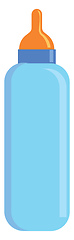 Image showing Light blue baby milk bottle with orange pacifier vector illustra
