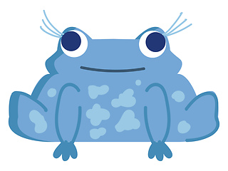 Image showing Cartoon of a blue frog with blue eyes and long eyelashes vector 