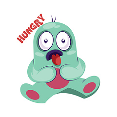 Image showing Hungry blue monster vector illustration on a white background