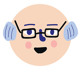 Image showing Cartoon of a grandfather with black eyeglasses vector illustrati