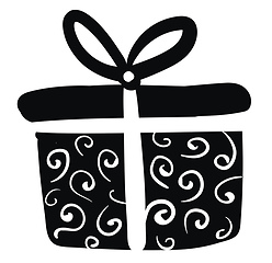 Image showing A present box wrapped in beautiful black and white decorative pa