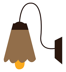 Image showing A hanging brown wall lamp shade emitting light vector color draw