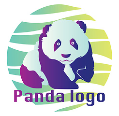 Image showing Blue and purple panda illustration inside blue green and white c