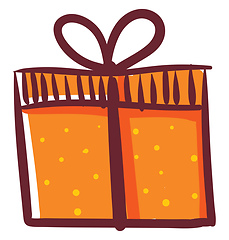 Image showing Drawing of an orange gift box vector or color illustration