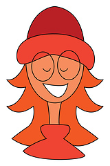 Image showing Redhead little girl wearin glassesillustration vector on white b