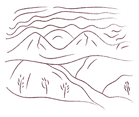 Image showing Hilly area landscape drawings vector or color illustration