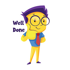 Image showing Yellow boy with round glasses showing thumbs up vector illustrat
