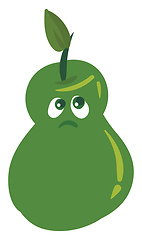 Image showing Emoji of a sad green-colored pear set on isolated white backgrou