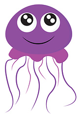 Image showing A purple-colored smiling jellyfish/Free-swimming marine animal v