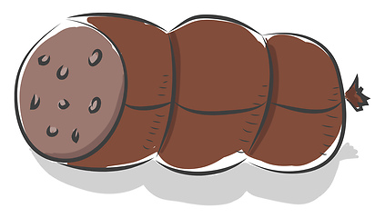 Image showing Delicious packaged sausage with fat vector or color illustration