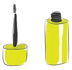 Image showing A green-colored ink bottle left opened vector or color illustrat