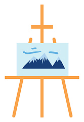Image showing Easel with a canvas with a painting of the mountaines  vector il