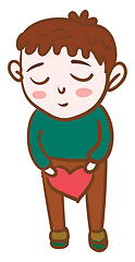 Image showing Boy with heart in hand vector or color illustration