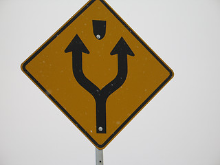 Image showing split road sign