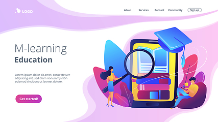 Image showing Mobile learning concept landing page.