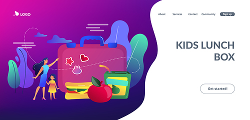 Image showing Kids lunch box concept landing page.