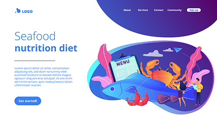 Image showing Seafood menu concept landing page.