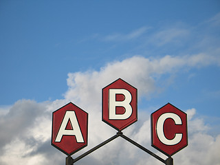 Image showing red a b c sign and blue sky