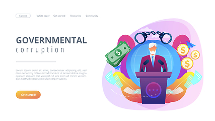 Image showing Political corruption concept landing page.