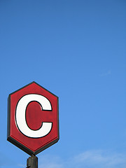 Image showing red  c sign and blue sky