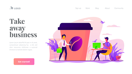 Image showing Take away coffee landing page template.