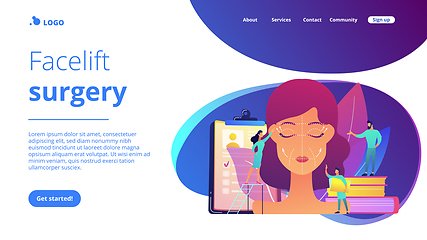 Image showing Face lifting concept landing page.