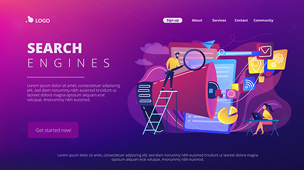 Image showing Search engines optimization concept landing page.