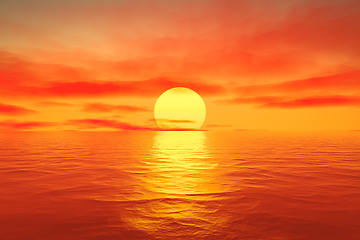 Image showing great sunset over the ocean