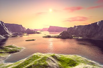 Image showing beautiful fantasy landscape sunset scenery