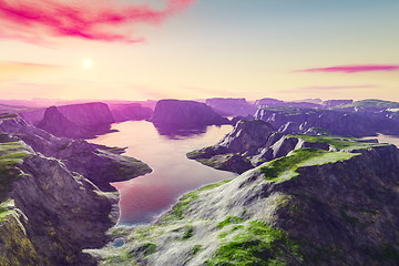 Image showing beautiful fantasy landscape sunset scenery