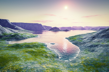 Image showing beautiful fantasy landscape sunset scenery