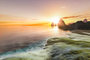 Image showing beautiful fantasy landscape sunset scenery