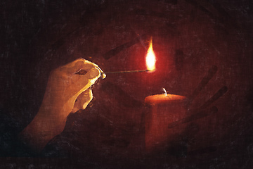 Image showing light a candle for someone digital painting