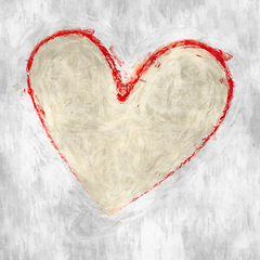 Image showing roughly painted red heart on white