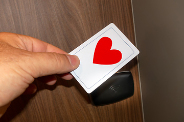 Image showing keyless door unlock red heart love
