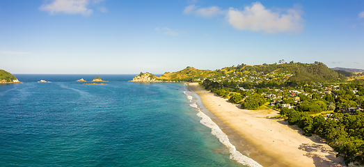 Image showing aerial view of Hahei Beach New Zealand