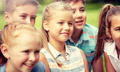 Image showing group of happy kids or friends outdoors