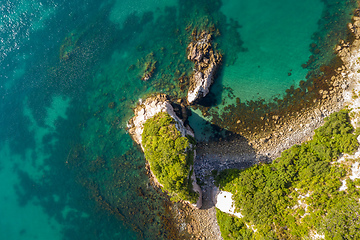 Image showing aerial view of Hahei Beach New Zealand