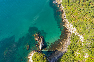 Image showing aerial view of Hahei Beach New Zealand