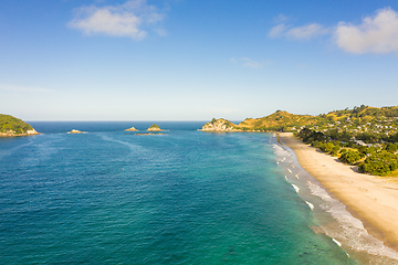 Image showing aerial view of Hahei Beach New Zealand