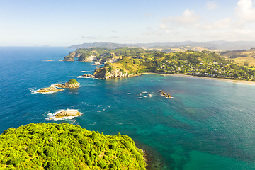 Image showing aerial view of Hahei Beach New Zealand