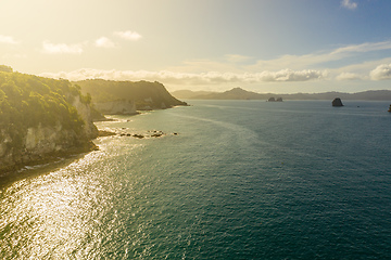 Image showing aerial view of Hahei Beach New Zealand