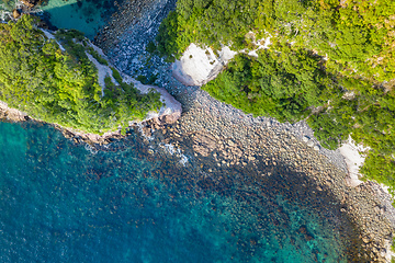 Image showing aerial view of Hahei Beach New Zealand